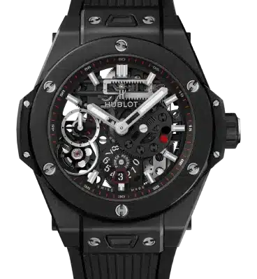 Hublot Big Bang Meca-10 watch in all black with red accents.